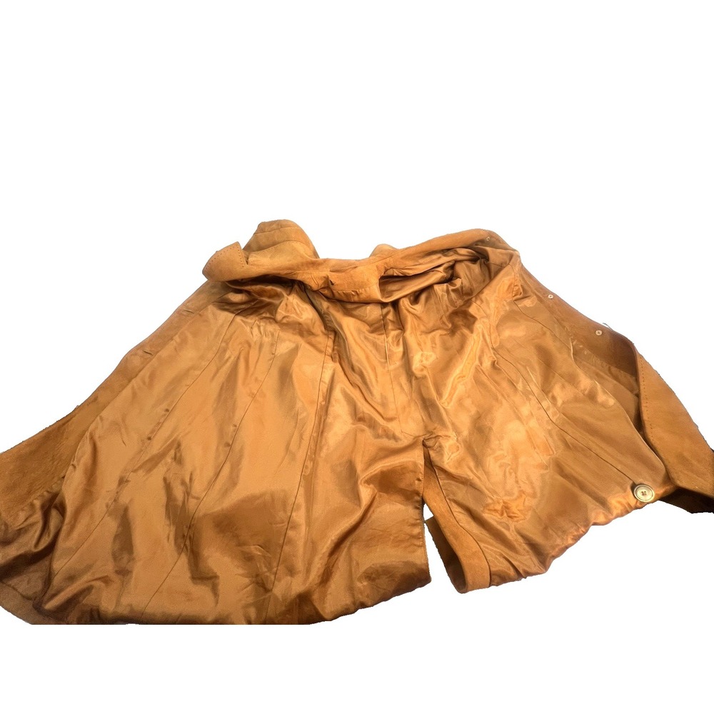 vtg fine suede coat jacket red beige womens sz 6 retro old money - Picture 5 of 10